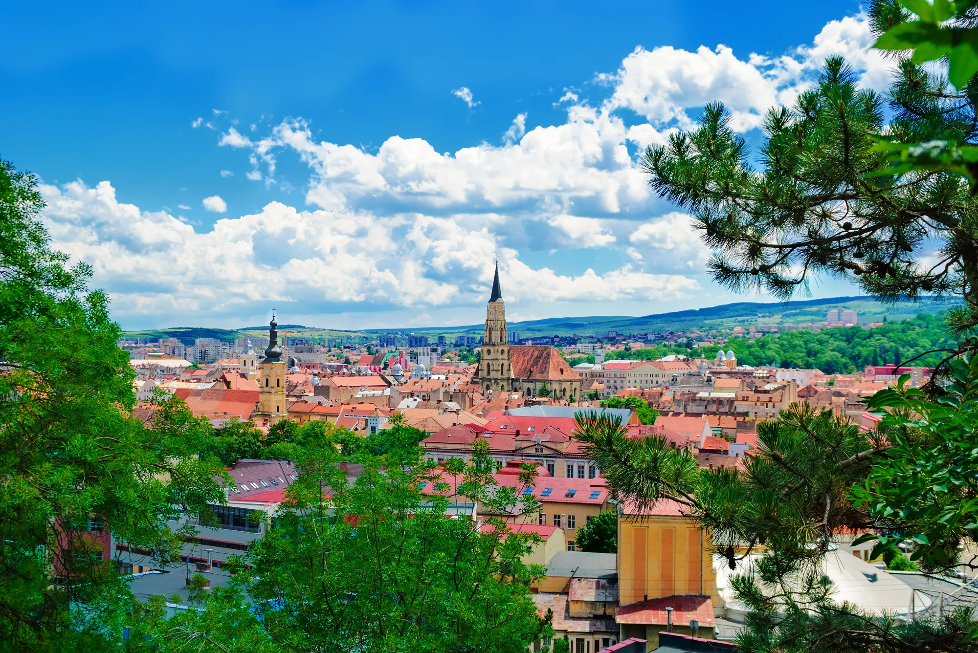 Panoramic view over the rooftops of Cluj-Napoca